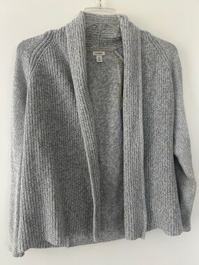 L.L. Bean Light Gray Shawl-Collar Knit Cardigan